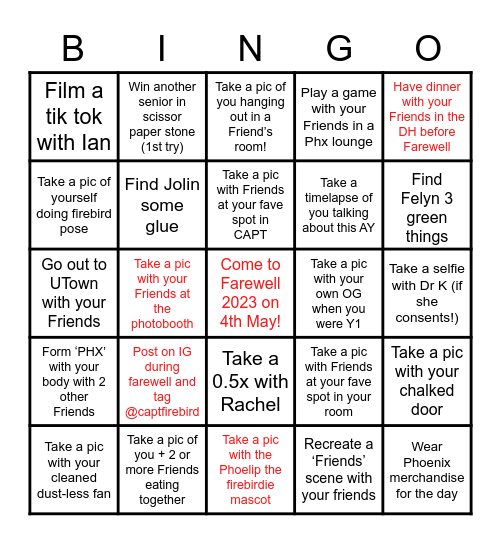 FAREWELL 2023 Bingo Card