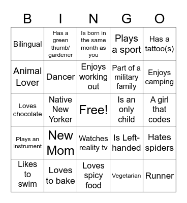 Find a Woman Who ... Bingo Card