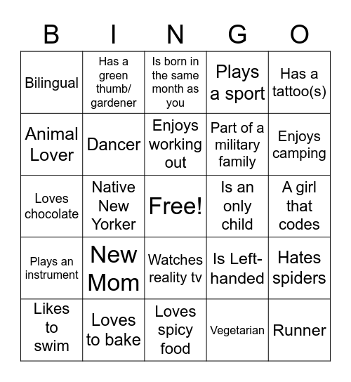 Find a Woman Who ... Bingo Card