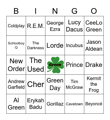 St Pattys (Green) Bingo Card