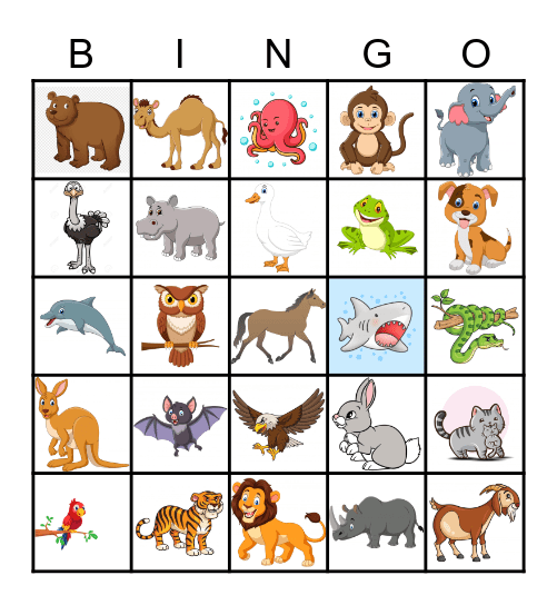 Animal Bingo Card