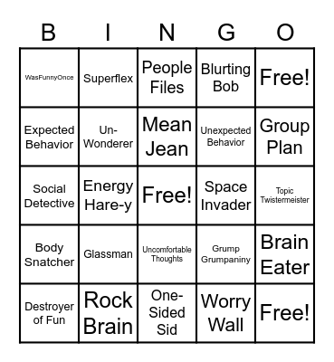 Unthinkables! Bingo Card