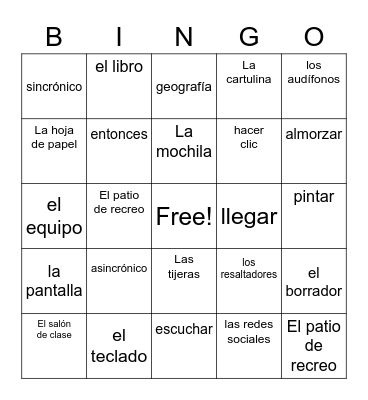 Unit 2 Mi Rutina Diara Bingo Card