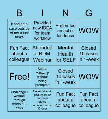 Sales Support Engagement Initiative Bingo Card