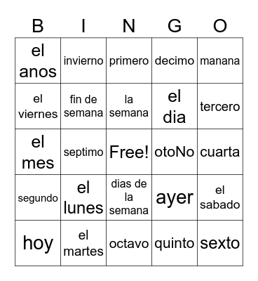 Unit 2 Mi Rutina Diaria Bingo Card