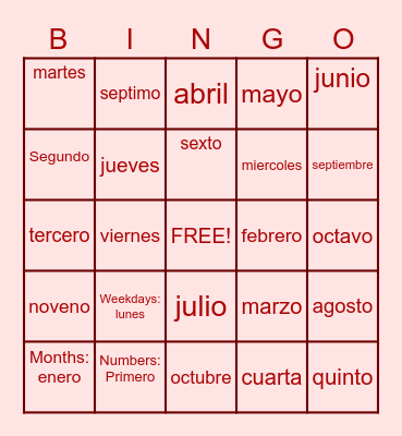 My Rutiene Bingo Card