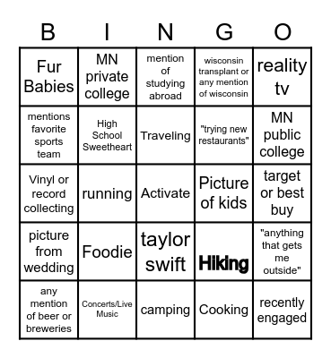 All Staff Bingo Card