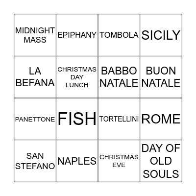 Christmas Italiana  Bingo Card