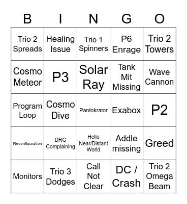 TOP RECLEARS Bingo Card