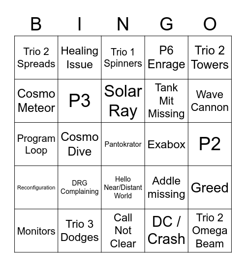 TOP RECLEARS Bingo Card