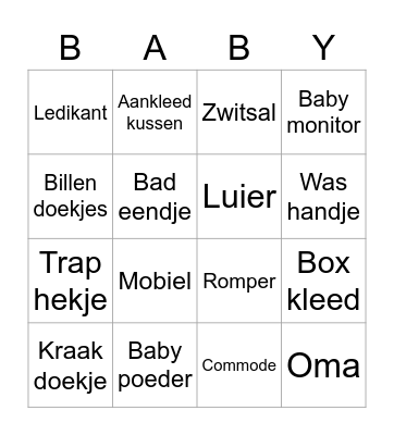 GENDER REVEAL Bingo Card