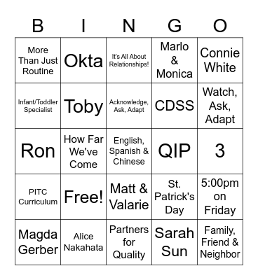 PITC Bingo Card