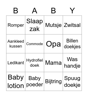 Gender Reveal Bingo Card