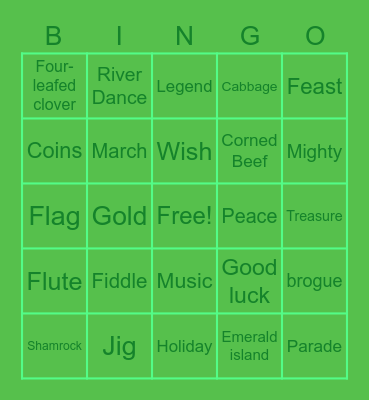 St. Patrick's Day Bingo Card