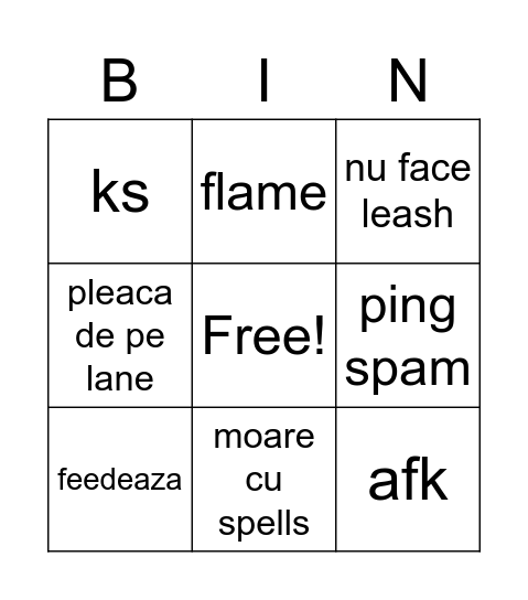 bot bingo Card