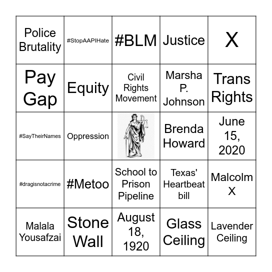 Social Justice Bingo Card