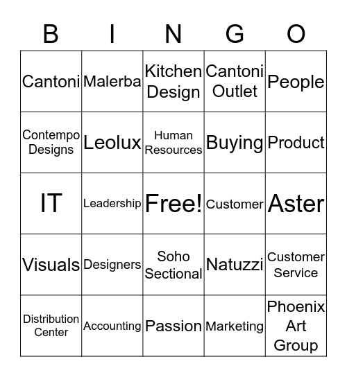 CANTONI Bingo Card