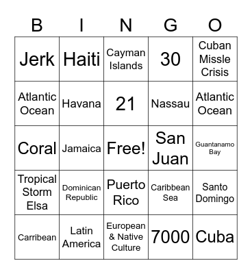 Latin America Bingo Card