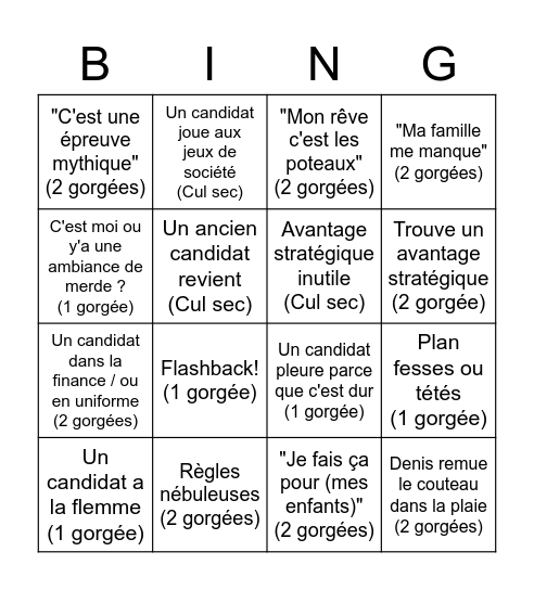 Bingoh Lanta² Bingo Card