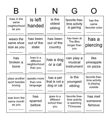 Find someone who... Bingo Card