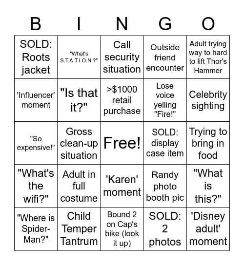 Avengers S.T.A.T.I.O.N. BINGO! Bingo Card