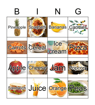 Food Bingo Card