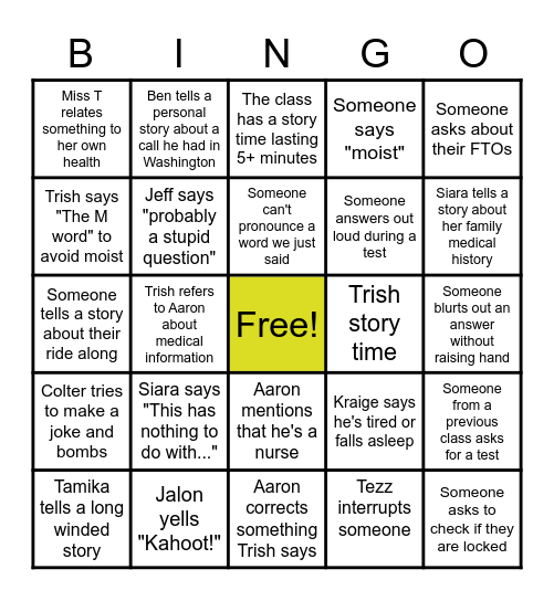 WTF Even Is This Class Bingo Card