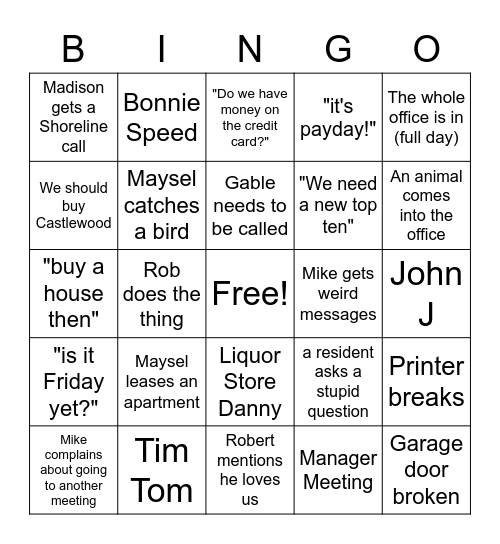 Landmark Bingo Card