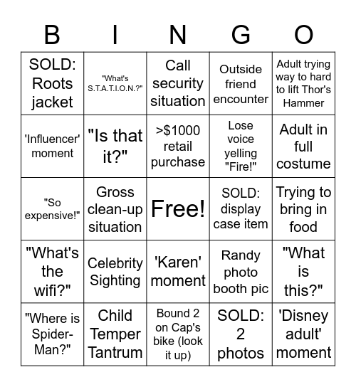 Avengers S.T.A.T.I.O.N. BINGO! Bingo Card