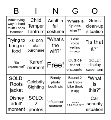 Avengers S.T.A.T.I.O.N. BINGO! Bingo Card