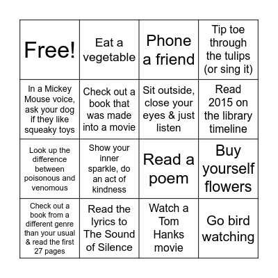 Adult - 5 Bingo Card