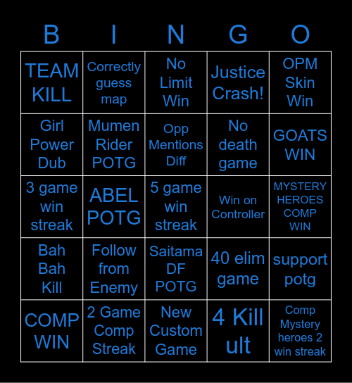 Overwatch 2 BINGO Card