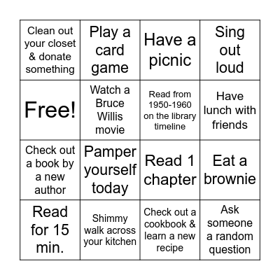 Adult - 2 Bingo Card