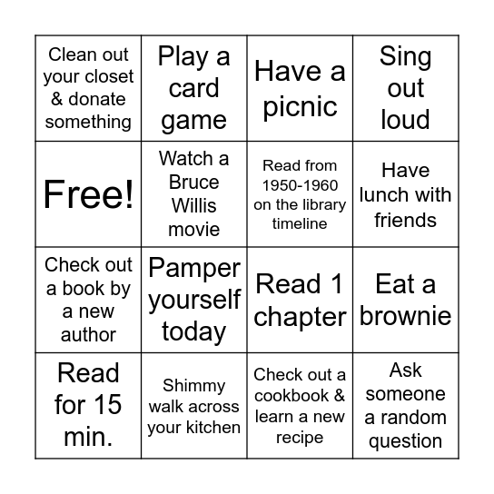 Adult - 2 Bingo Card