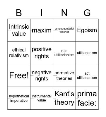 Business Ethics Bingo Card