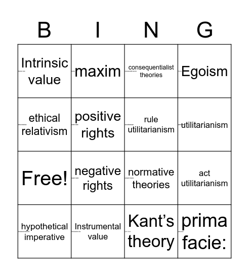 Business Ethics Bingo Card