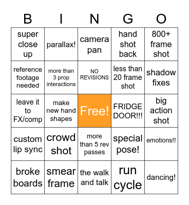 ANIMATOR BINGO Card