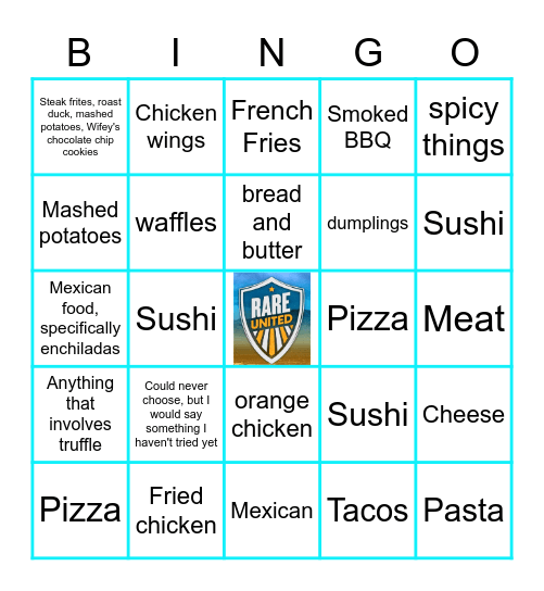 Favorite Food Bingo Card