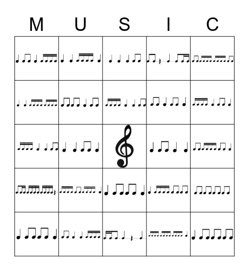 Rhythm Bingo Level 3B Bingo Card