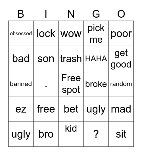 Dahood BIngo Card