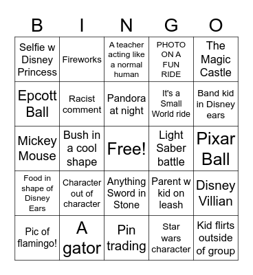 Abby's Disney Bingo Card