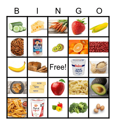 Nutrition Bingo Card