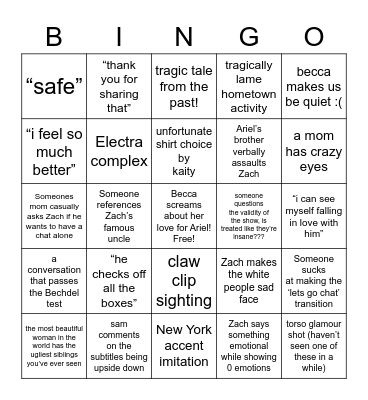 Hometowns Bingo aka Sam & Haileys Joint Slay Bingo Card