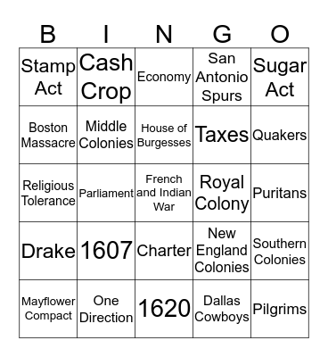 North America Bingo Card