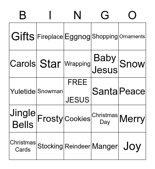 CHRISTMAS BINGO Card