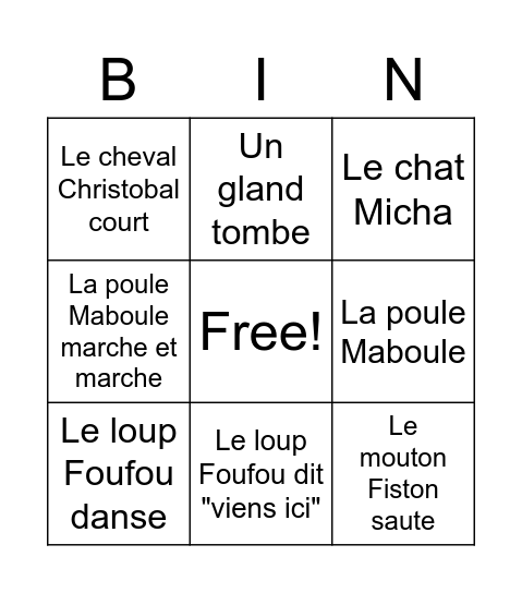 La poule Maboule Bingo Card