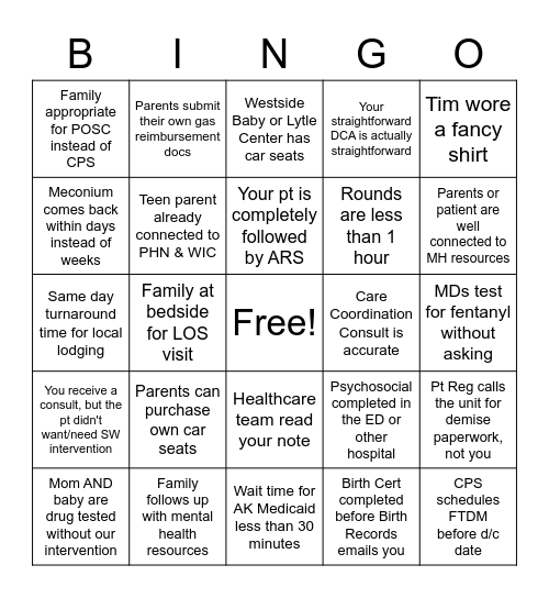 W&C Bingo Card