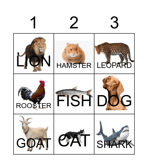 Animal Bingo! Bingo Card