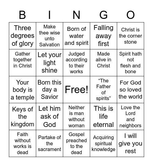 Doctrinal Mastery Bingo Card