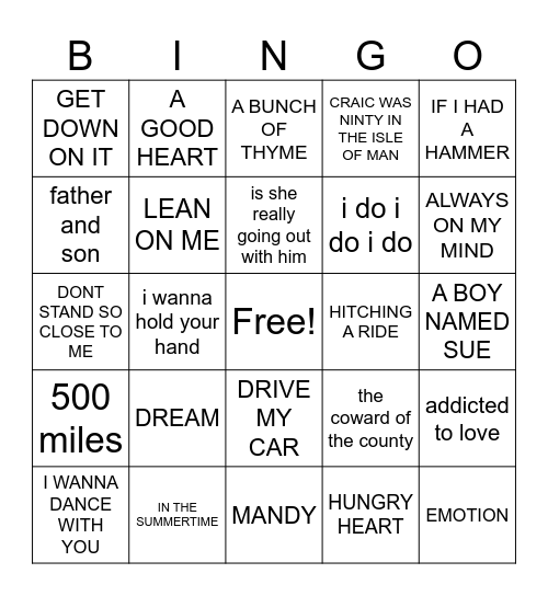 RYAN AIR Bingo Card